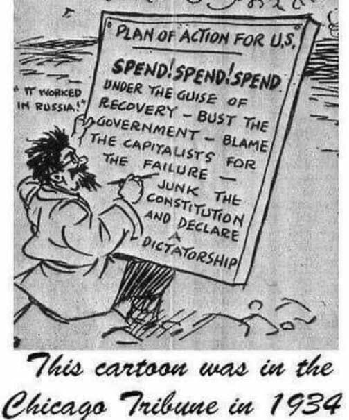 Spend, spemnd, spend, under the guise of recovery, 1934 cartoon