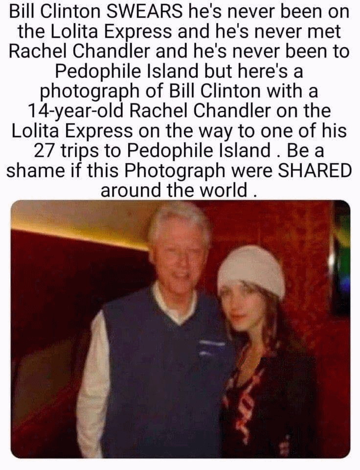Billl Clinton on the Lolita Express with 14 year old Rachel Chandler