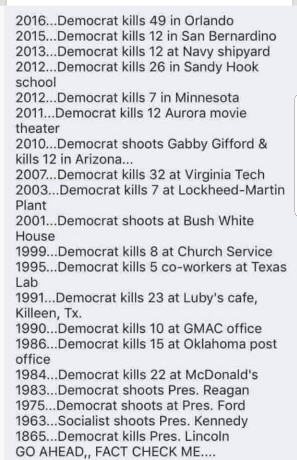 Democrat killers list