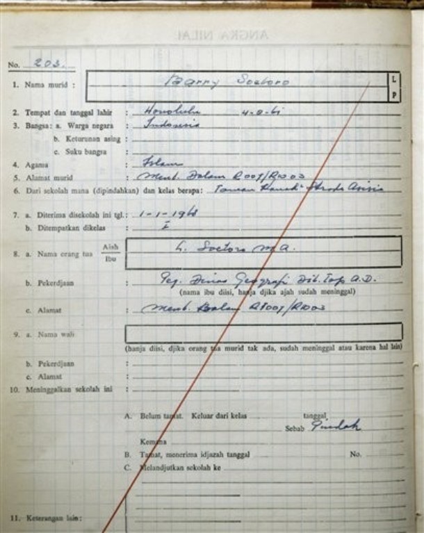 Picture of Document showing Barry's citizenship as Indonesian