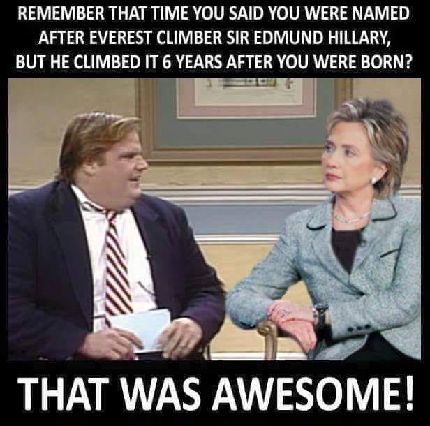 Hillary said she was named after Sir Edmund Hillary climbed Mt. Everest