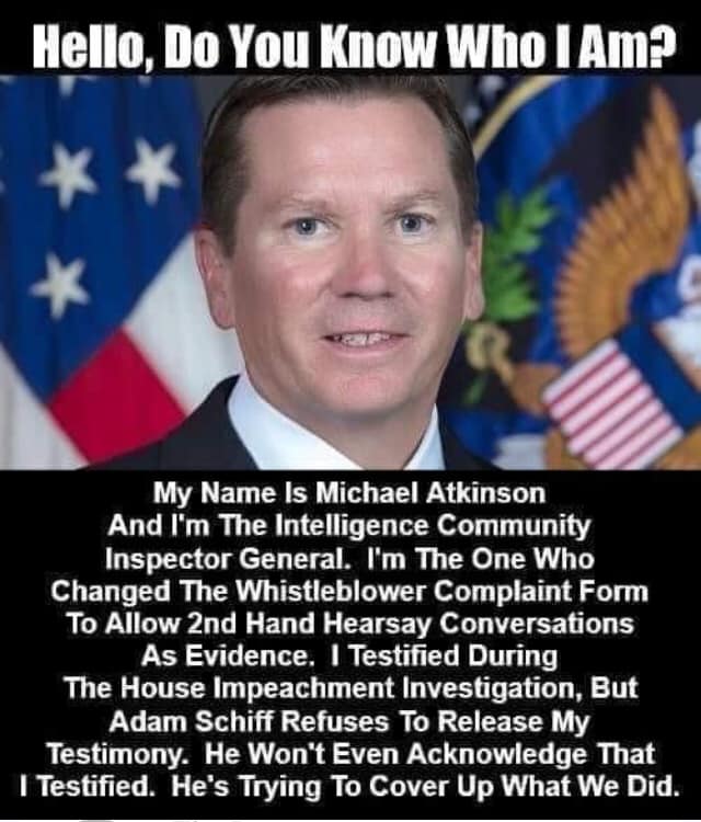 michael akinson, intelligence officer whos testimoney schiff refused to release