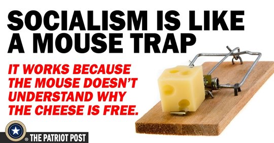 Socialism is like a mouse trap, it only works because the mouse doesn't understand why the cheese is free. 