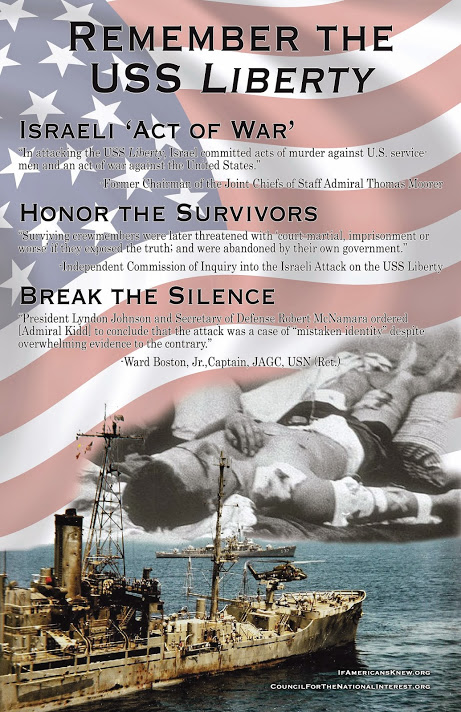 Poster about the USS Liberty and Israeli act of war.