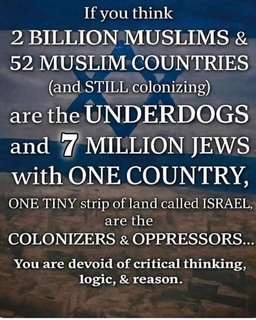 2 billion Muslums, 52 countries, and they call Israel the colonizer