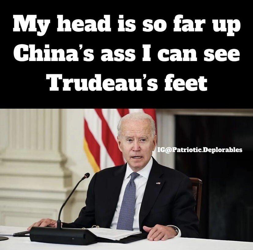Joe Biden has his head so far up china's ass he can see Trudeau's feet