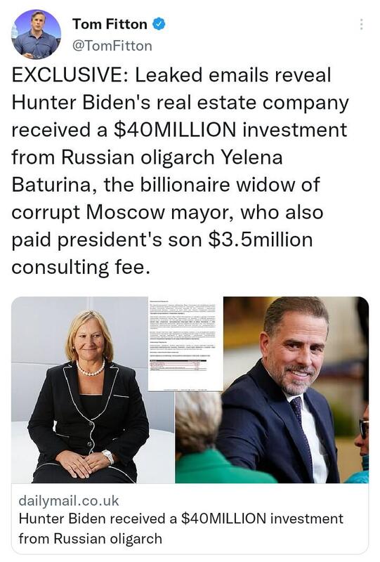 Hunter Biden's real estate company received a $40 million investment from Russian oligarch Yelena Baurina