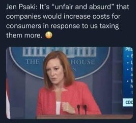 Psaki saying it was unfair and absurd that companies would increase costs
