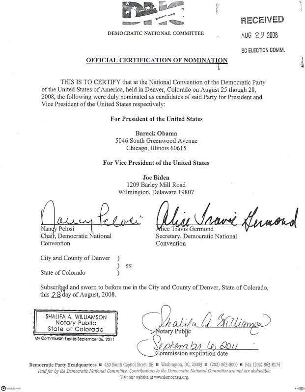 photo copy of official certification of nomination, page two