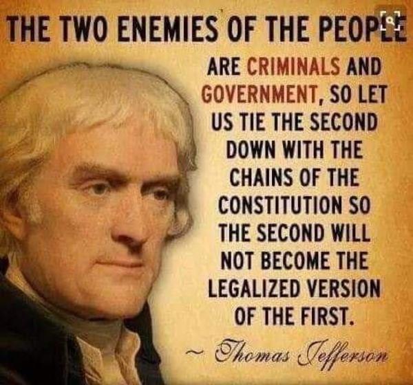 The two enemies of the people are criminals and government.