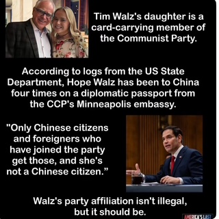 Tim Waltz daughter communist with direct connections to communist china